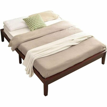 KD MUEBLES DE DORMITORIO Stella Solid Pine Wood Full Size Platform Bed Frame Mahogany KD2818529